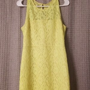 Neon Yellow Lace Shift Dress J CREW